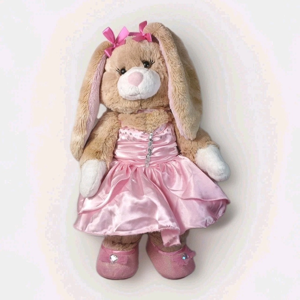 Build a Bear Cinnamon Swirl Bunny Rabbit Plush 18" With Dress And Shoes